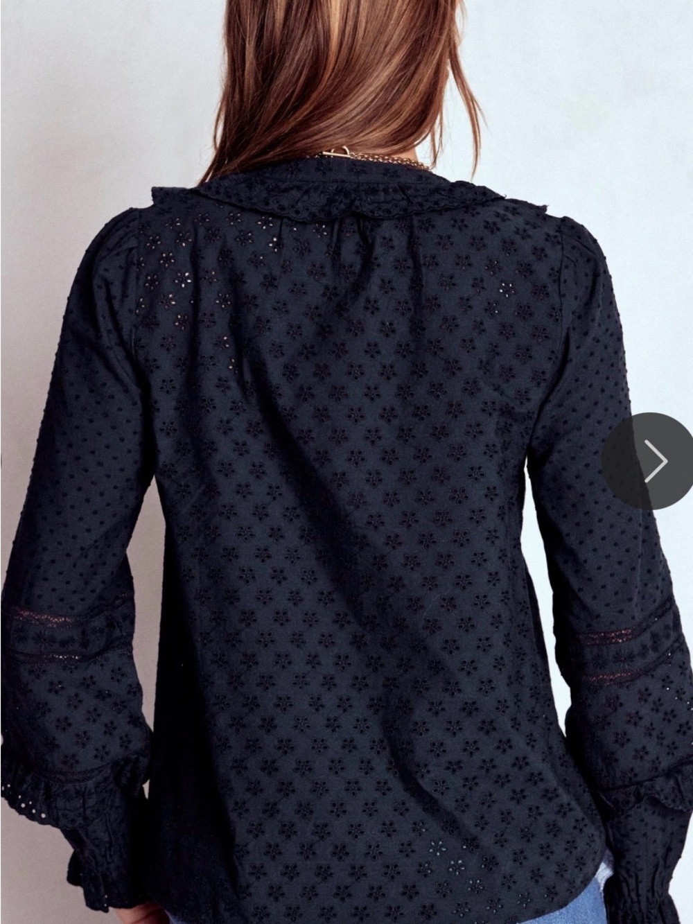 Boden Broderie Ruffle Top-Navy - Picture 2 of 6